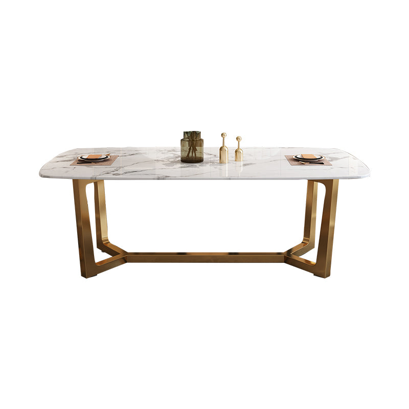 Nordic Ess Room Set Metall Rahmen Esstisch Rechteck weiße Schiefer formelle Esseet -Set für Zuhause