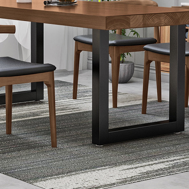 Industrial Style Wooden Dining Room Set with Rectangle Table and Metal Base Dining Table Furniture