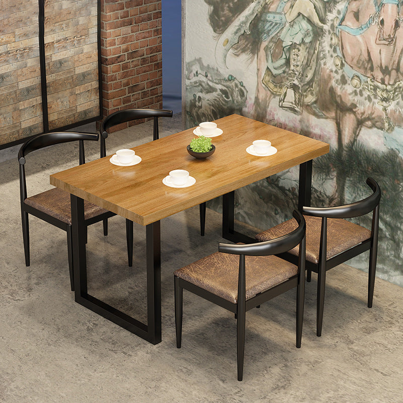 Industrial Wooden Dining Room Set with Rectangle Table and Black Legs Dining Table Furniture