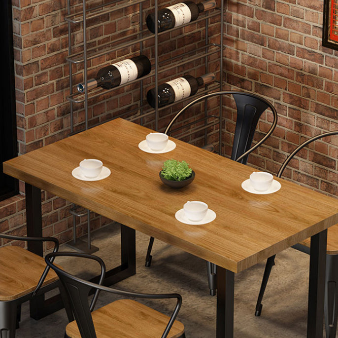 Industrial Wooden Dining Room Set with Rectangle Table and Black Legs Dining Table Furniture