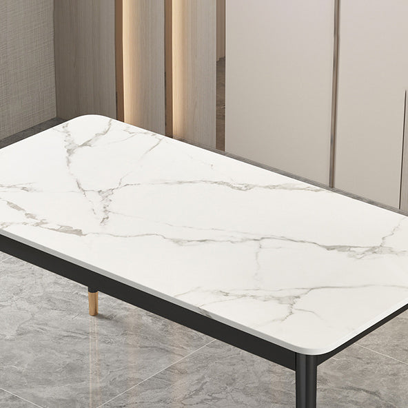 Dining Room Sets Scandinavian Metal Base Formal Rectangle Dining Table Set for Home