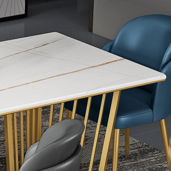 Contemporary Dining Table Set with Sintered Stone Dining Table and Upholstered Chairs