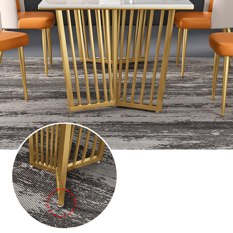 Contemporary Dining Table Set with Sintered Stone Dining Table and Upholstered Chairs