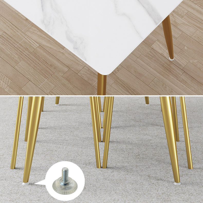 Minimalist Sintered Stone White Dining Set Rectangle Shape Standard Dining Set for Kitchen