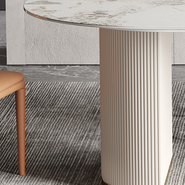 Modern Sintered Stone Dining Room Set with Rectangle Top and White Base Furniture