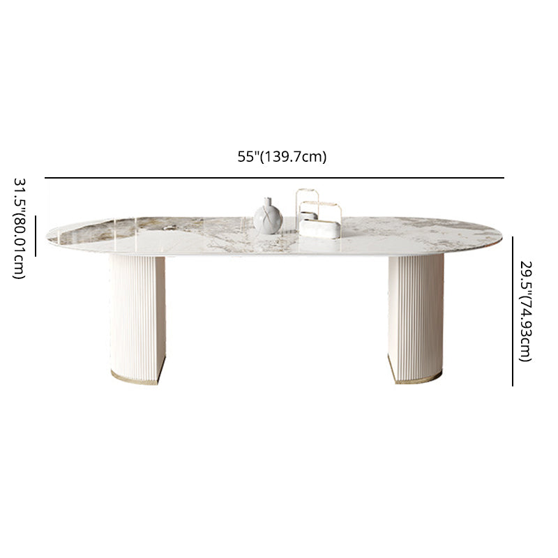 Modern Sintered Stone Dining Room Set with Rectangle Top and White Base Furniture