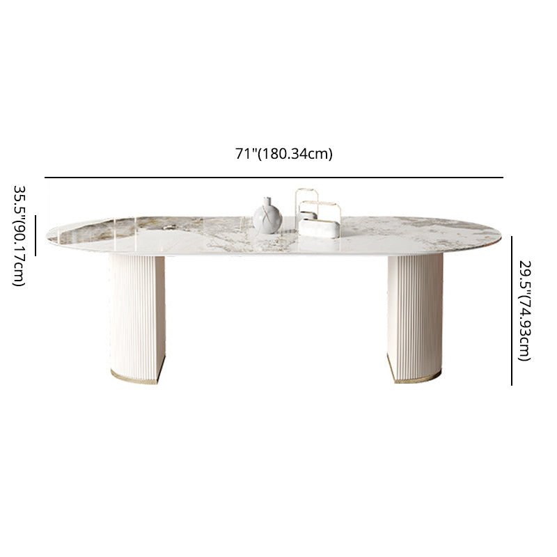 Modern Sintered Stone Dining Room Set with Rectangle Top and White Base Furniture