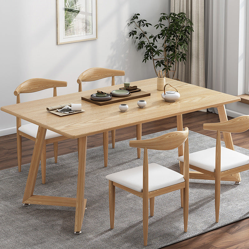 Minimalist Style Traditional Height Dining Set with Rectangle Shape Table and Double Pedestal Base