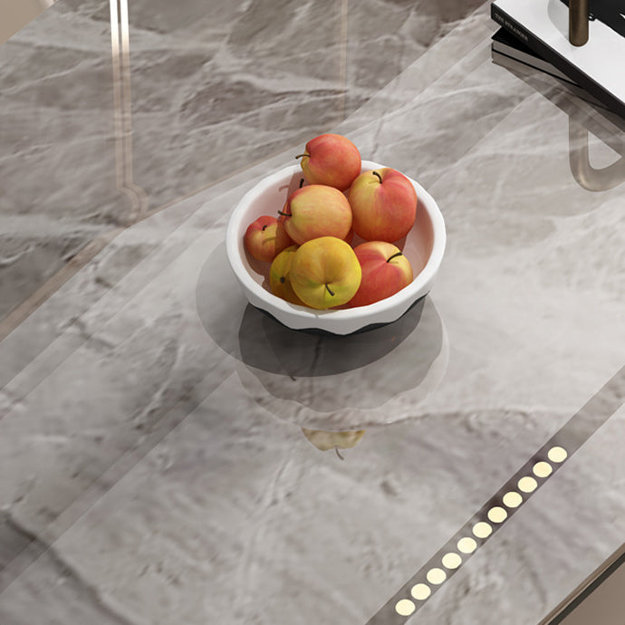 Dining Room Set Scandinavian Rectangular Dining Table with Black Four-leg Metal Base