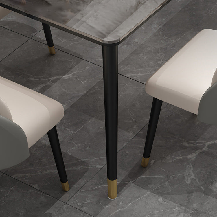 Dining Room Set Scandinavian Rectangular Dining Table with Black Four-leg Metal Base