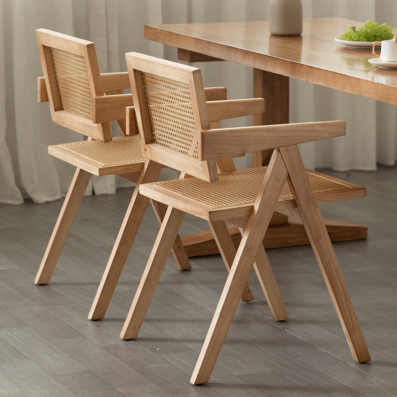 Minimalist Style Solid Wood Dining Set with Traditional Height Table and Double Pedestal Base