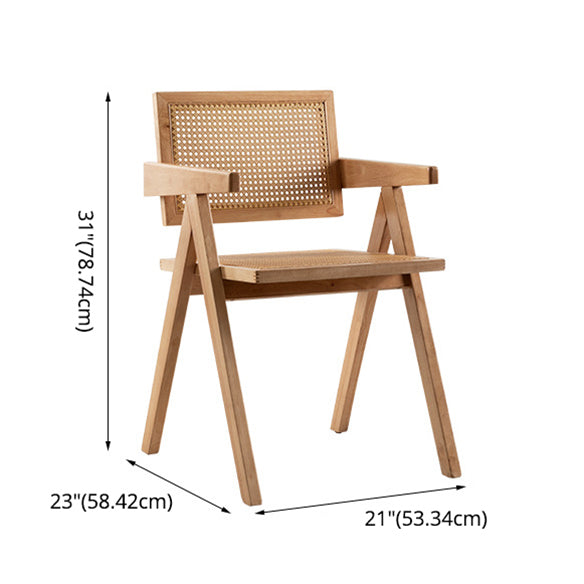 Minimalist Style Solid Wood Dining Set with Fixed Table and Double Pedestal Base