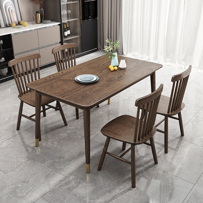 Dining Room Solid Wood Set Contemporary with Rectangle Table Dining Set with 4 Legs Base