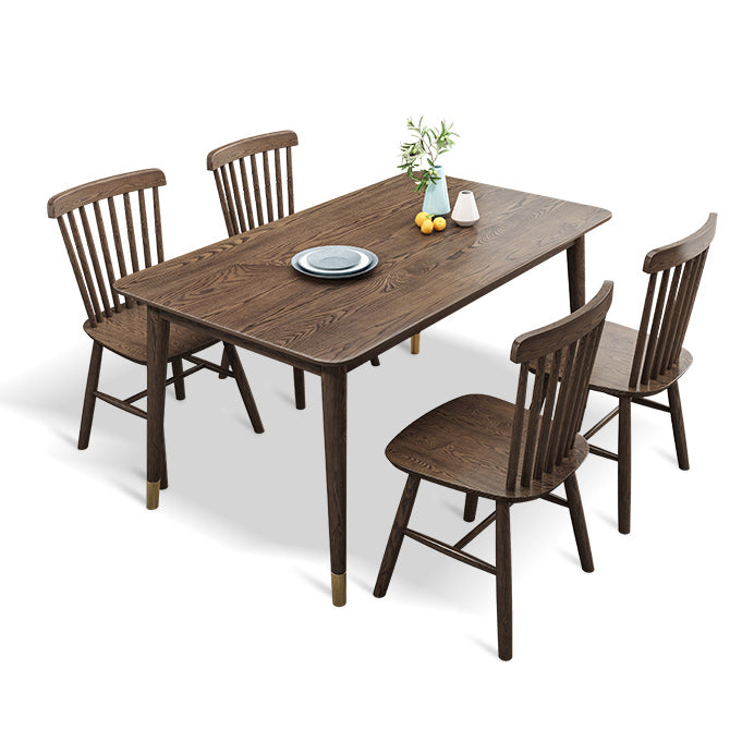 Dining Room Solid Wood Set Contemporary with Rectangle Table Dining Set with 4 Legs Base