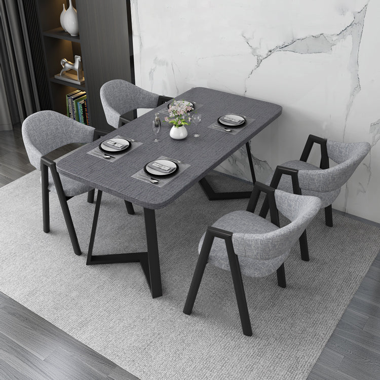 Contemporary Gray Standard Dining Set MDF Rectangle Shape Dining Set for Kitchen