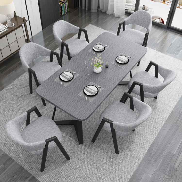 Contemporary Gray Standard Dining Set MDF Rectangle Shape Dining Set for Kitchen
