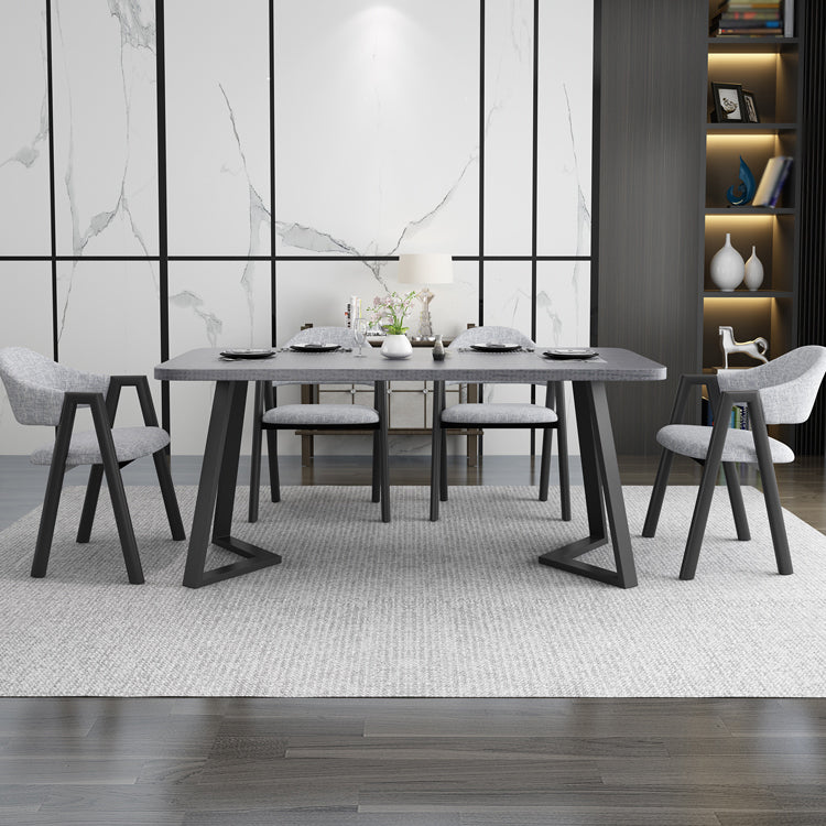 Contemporary Gray Standard Dining Set MDF Rectangle Shape Dining Set for Kitchen