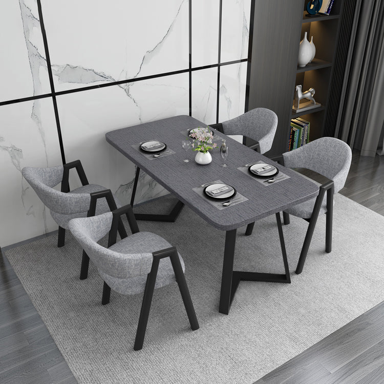 Contemporary Gray Standard Dining Set MDF Rectangle Shape Dining Set for Kitchen