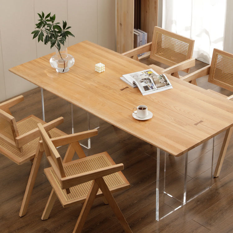 Modern Style Wooden Brown Dining Room Set Standard Height Home Dining Table Furniture