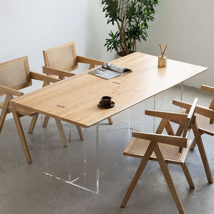 Modern Style Wooden Brown Dining Room Set Standard Height Home Dining Table Furniture