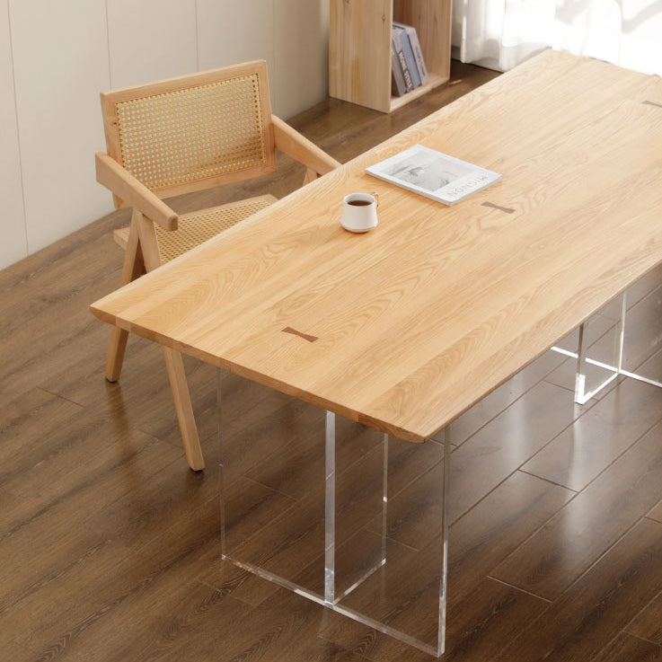 Modern Style Wooden Brown Dining Room Set Standard Height Home Dining Table Furniture