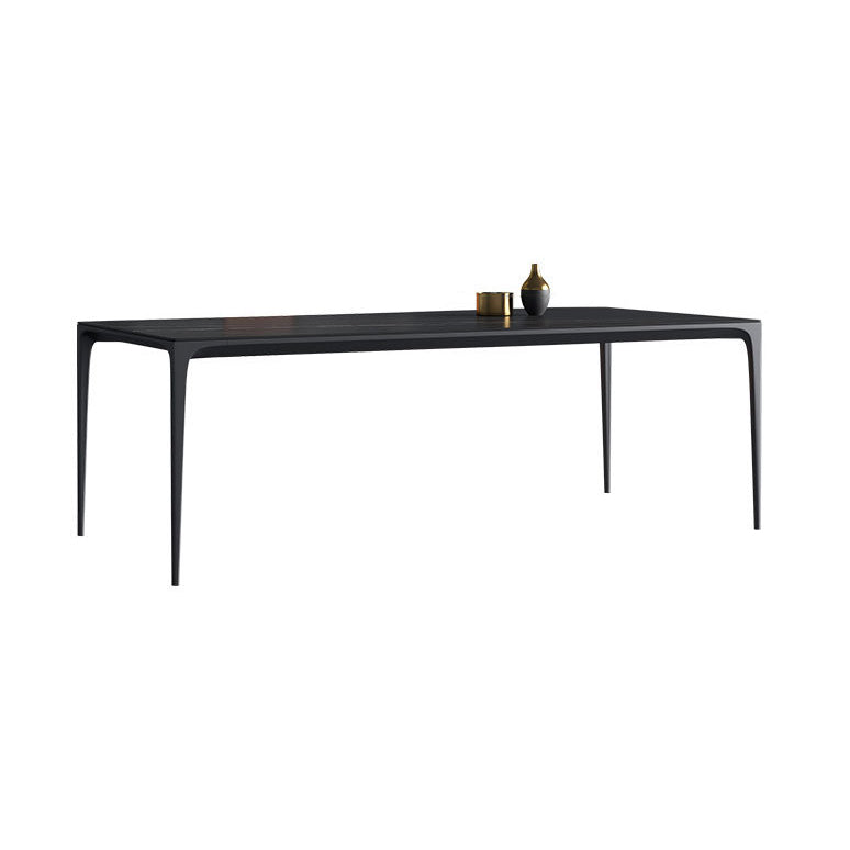Modern Style Textured Sintered Stone Dining Table Rectangular Dining Table Set with Metal Base
