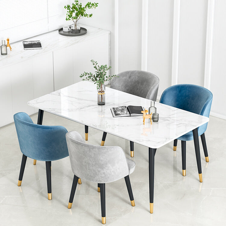 Glam Style Sintered Stone White Dining Room Set with Rectangle Table Dining Table Furniture