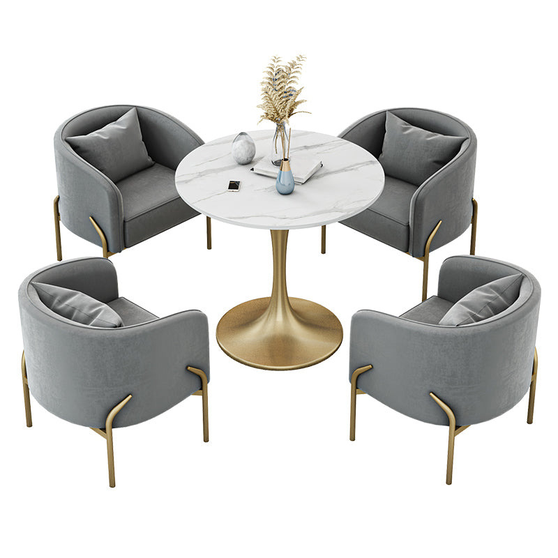 Scandinavian Style Sintered Stone Top Dining Set with Round Table Dining Furniture