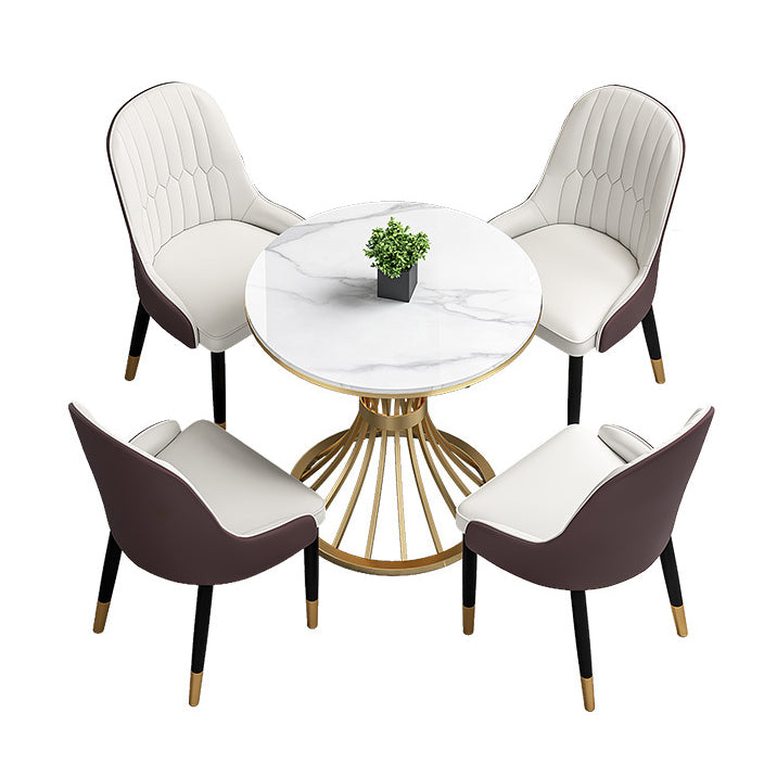 Glam Sintered Stone Dining Room Set Standard Height with Gold Base Dining Furniture