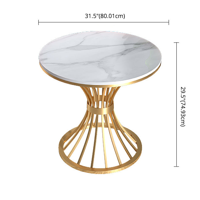 Glam Sintered Stone Dining Room Set Standard Height with Gold Base Dining Furniture