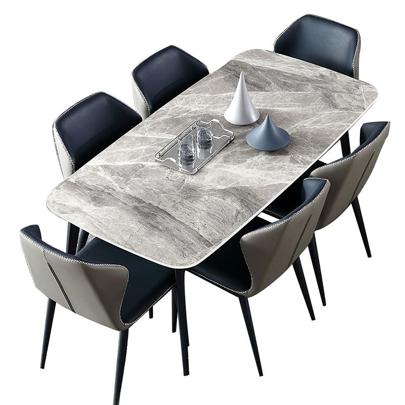 Dining Room Set Contemporary with Sintered Stone Rectangle Table and Chairs