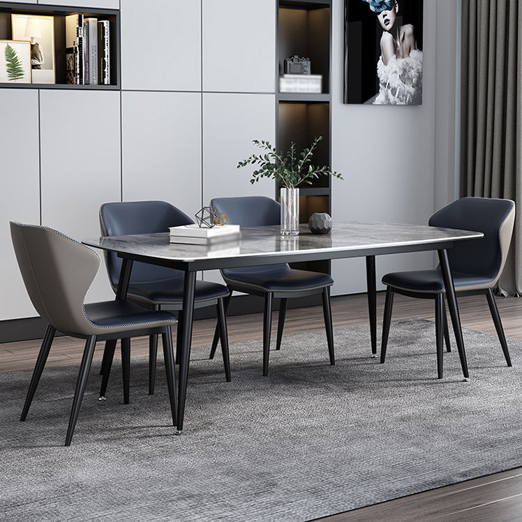 Dining Room Set Contemporary with Sintered Stone Rectangle Table and Chairs