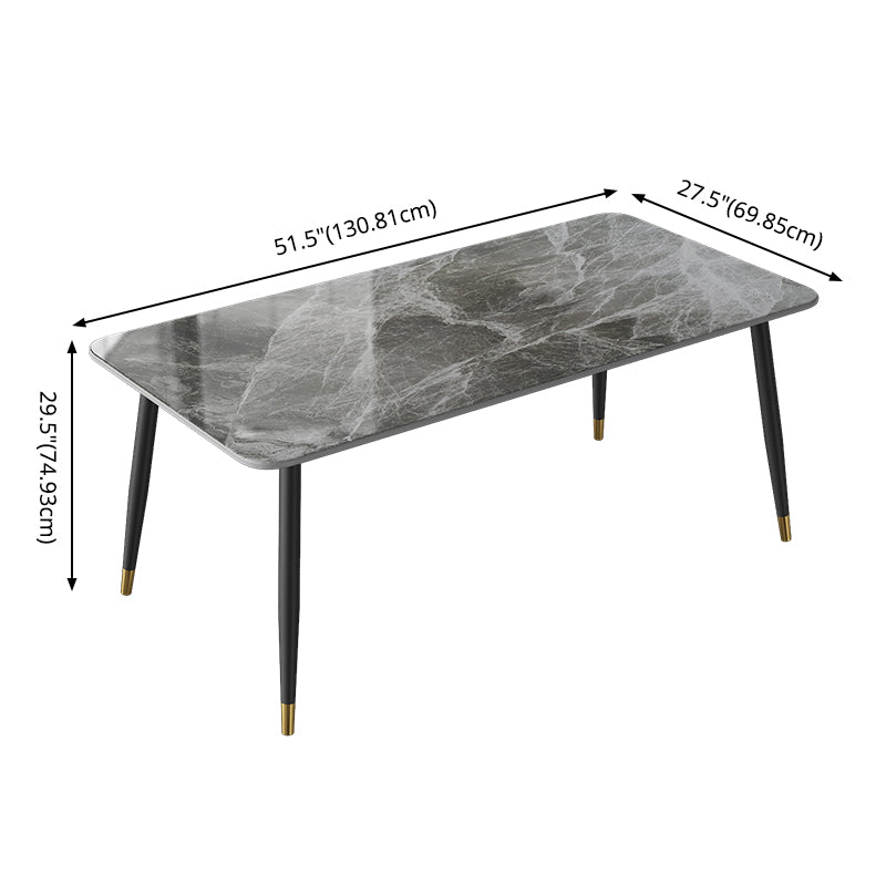 Scandinavian Dining Room Furniture Set Sintered Stone Rectangular Dining Table with Metal Base