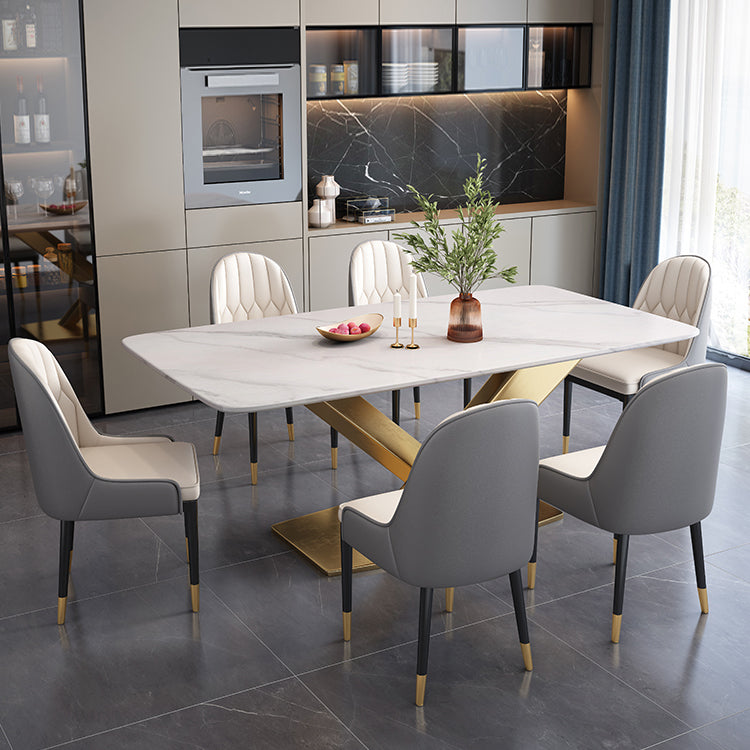Glam Style Standard Sintered Stone Top Dining Room Set of Rectangle Shape for Kitchen Table Set