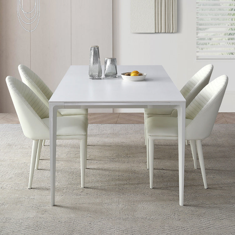 Modern Sintered Stone White Dining Room Set with Rectangle Table Formal Dining Table Furniture