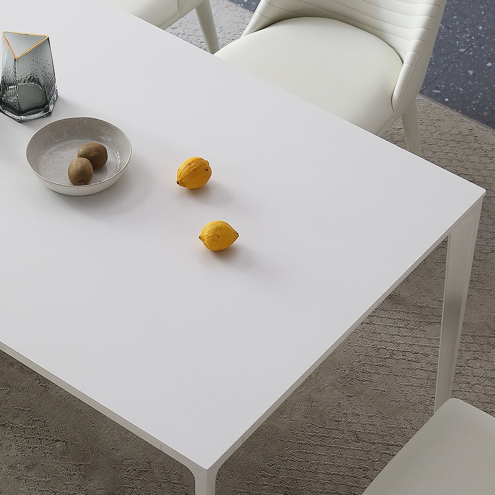 Modern Sintered Stone White Dining Room Set with Rectangle Table Formal Dining Table Furniture