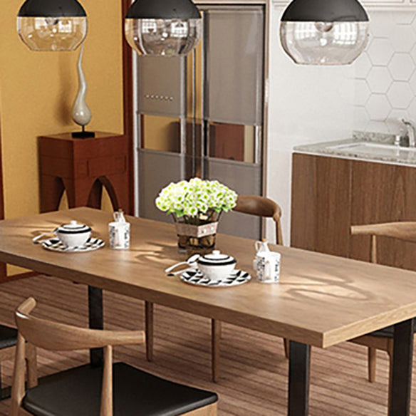 Industrial Style Solid Wood Top Dining Room Set with Rectangle Shape Dining Set for Kitchen