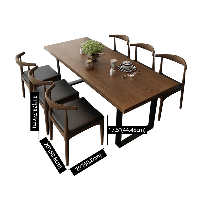 Industrial Style Solid Wood Top Dining Room Set with Rectangle Shape Dining Set for Kitchen