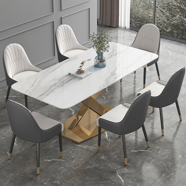 Modern Sintered Stone Dining Room Set with Rectangle Table and Gold LegsDining Table Furniture