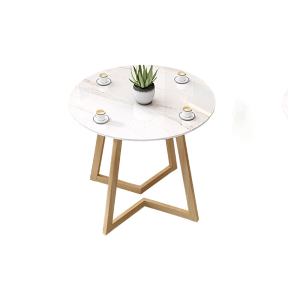 Modern Style Round Dining Room Table Set with Sintered Stone Dinette Set with 4 Legs Table