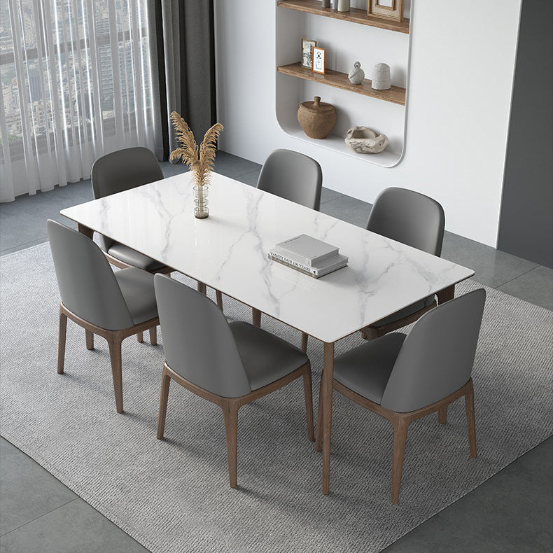Dining Room Set Minimalist with Solid Wood Dining Table and Upholstered Chairs