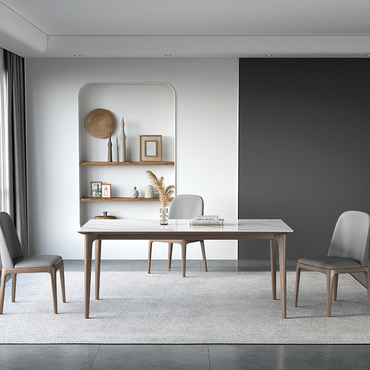 Dining Room Set Minimalist with Solid Wood Dining Table and Upholstered Chairs