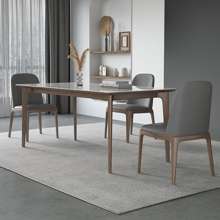Dining Room Set Minimalist with Solid Wood Dining Table and Upholstered Chairs
