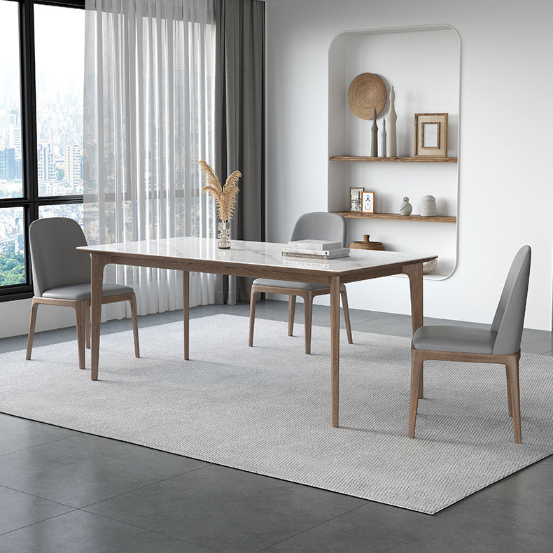 Dining Room Set Minimalist with Solid Wood Dining Table and Upholstered Chairs