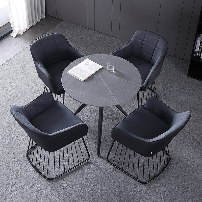 Modern Style Sintered Stone Dining Set with Round Shape Dinette Set with 3 Legs Base