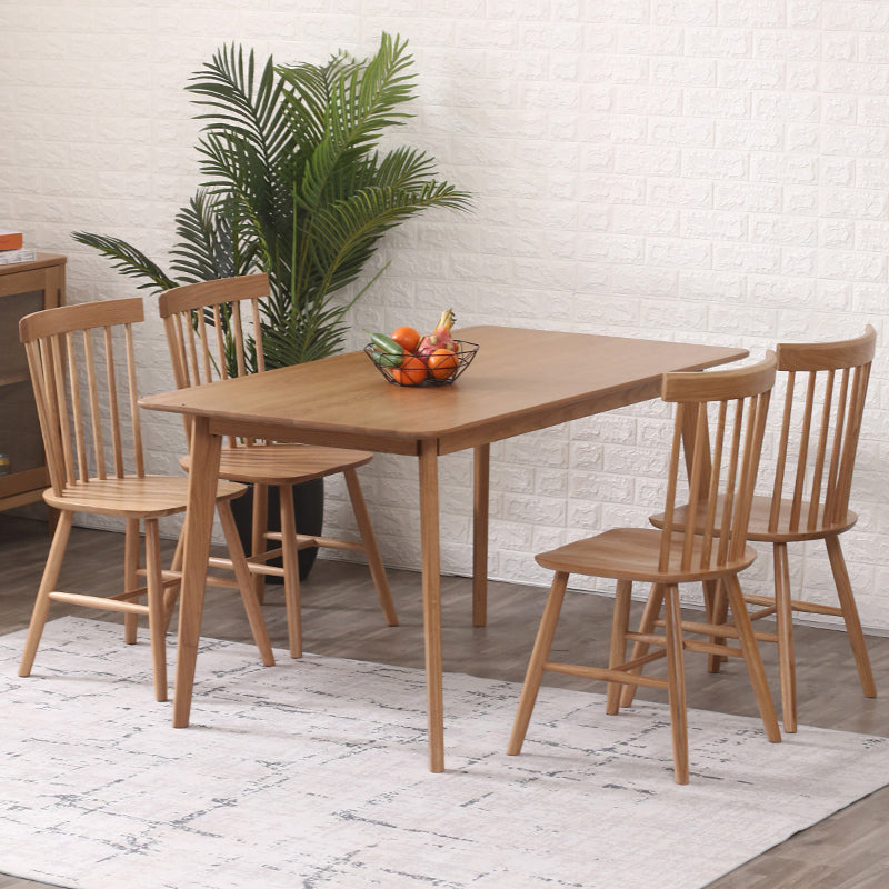Minimalist Style Dining Table with Fixed Solid Wood Dining Table and Chairs
