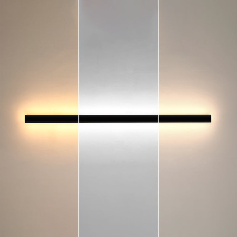 Black Rectangle Shape Metal Acrylic Wall Line Light Fixture Postmodern Style LED Indoor Wall Sconce
