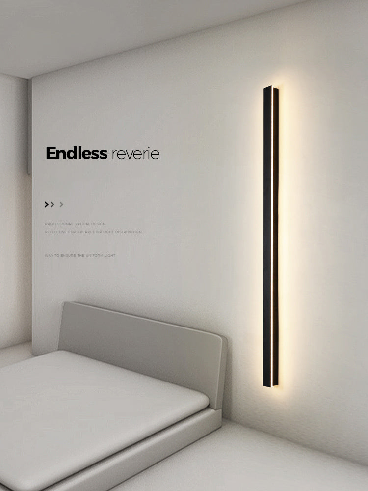 Black Rectangle Shape Metal Acrylic Wall Line Light Fixture Postmodern Style LED Indoor Wall Sconce