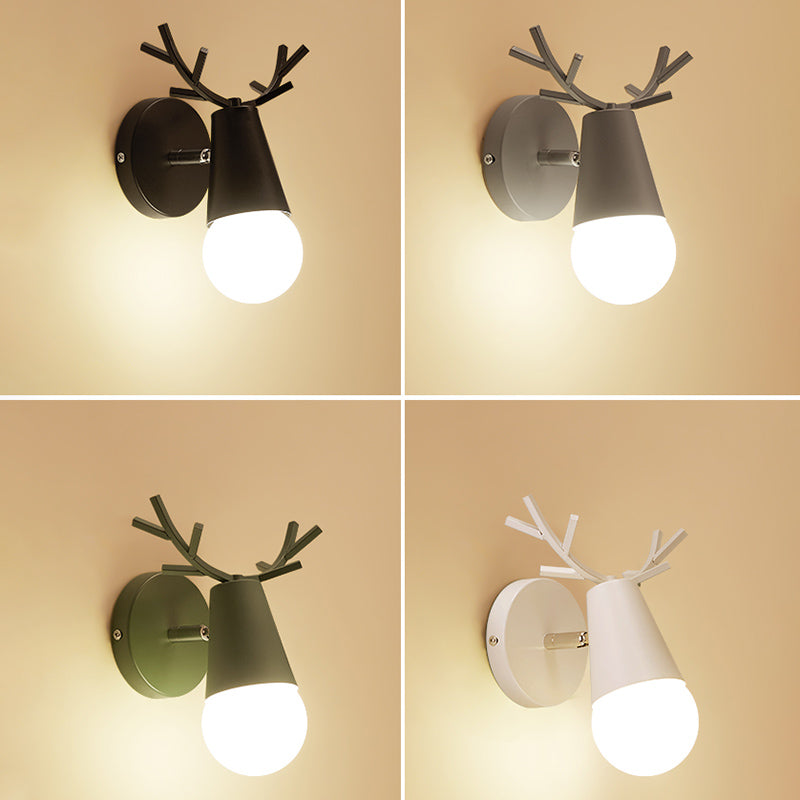 1 Light Metal Wall Sconce Light Simple Macaron Antler Wall Mount Lamp Fixture for Boy Girl Bedroom