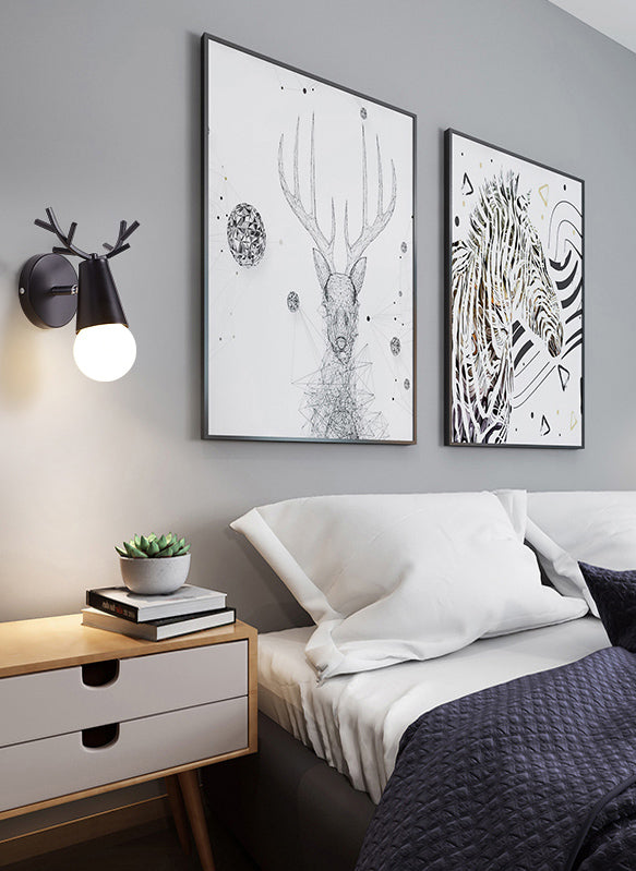 1 Light Metal Wall Sconce Light Simple Macaron Antler Wall Mount Lamp Fixture for Boy Girl Bedroom
